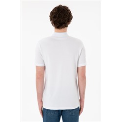 Erkek Slim Fit Polo Yaka Beyaz Basic Tişört