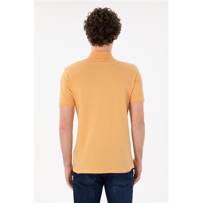 Erkek Slim Fit Polo Yaka Turuncu Basic Tişört