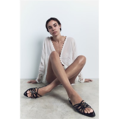 CROSSED STRAP FLAT SANDALS