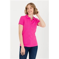 Kadın Fuşya Basic Polo Yaka Tişört