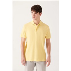 Sarı %100 Pamuk Serin Tutan Polo Yaka T-Shirt