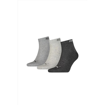 Puma, Gri Unisex Çorap 88749809 Puma Quarter-V 3P anthr