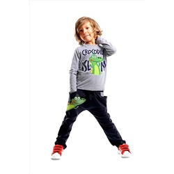 Denokids Erkek Çocuk Baskılı Uzun Kol Tişört ve Relax Fit Eşofman Alt Takım CFF-18S1-153