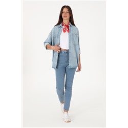 Kadın Açık Mavi Skinny High Waist Fit Jean Pantolon
