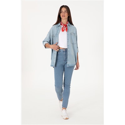Kadın Açık Mavi Skinny High Waist Fit Jean Pantolon