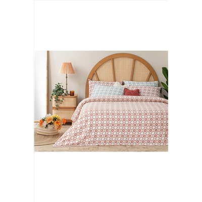 English Home Daisy Cell Baskılı Çift Kişilik Pike 200x220 Cm Kiremit TYC00794032390