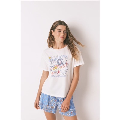 Camiseta Smile Off White Algodón