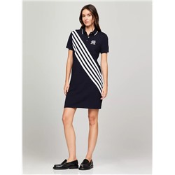 Diagonal Stripe Banner Polo Dress