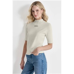 MOCK NECK LOGO SWEATER