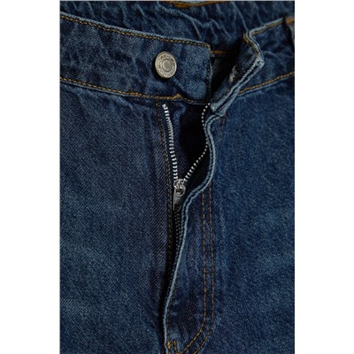 Koyu Mavi Yüksek Bel Soluk Efekt Vintage Yıkama Geniş Paça Büyük Beden Wide Leg Jeans TBBSS24CJ00042