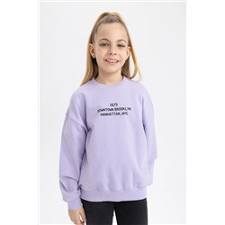 Defacto Kız Çocuk Relax Fit Bisiklet Yaka Sweatshirt Z4188A623SP
