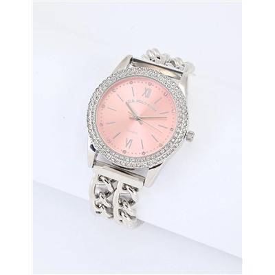 LADIES CLASSIC SILVER AND PINK BRACELET WATCH
