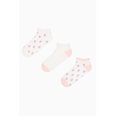 Penti, Diamond Flowers Pembe Beyaz 3lü Patik Çorap