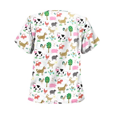 UA On The Farm White Print Scrub Top