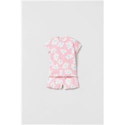 BABY/ CONJUNTO CAMISETA Y BERMUDA FLORES