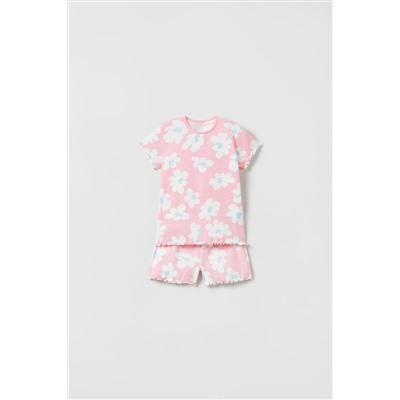 BABY/ CONJUNTO CAMISETA Y BERMUDA FLORES