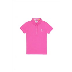 Kız Çocuk Pembe Basic Polo Yaka Tişört