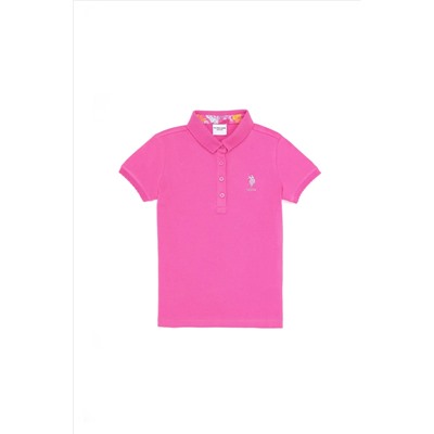 Kız Çocuk Pembe Basic Polo Yaka Tişört