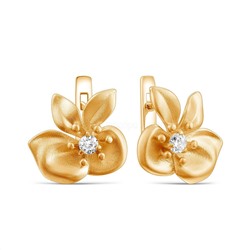 Серьги из золочёного серебра с горным хрусталём 925 пробы 2-493з429