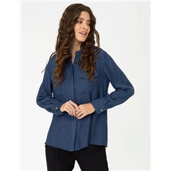 Lacivert Comfort Fit Uzun Kollu Gömlek