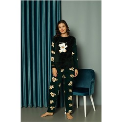 TAMPAP Kadın Kışlık Polar Pijama Takımı Peluş Desenli Takım Tampap 312358 4175282357