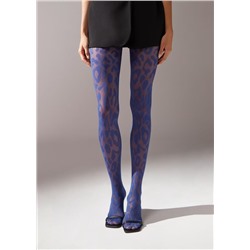 Transparente Strumpfhose 30 Denier mit Maxi-Animalmuster