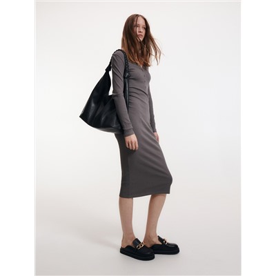 Strickkleid mit Gestreifter Struktur