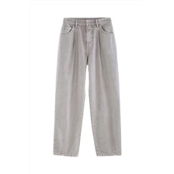 Vaquero mom fit de tiro alto Gris