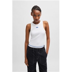 STRETCH-COTTON SLIM-FIT TOP WITH BLUE LOGO BADGE