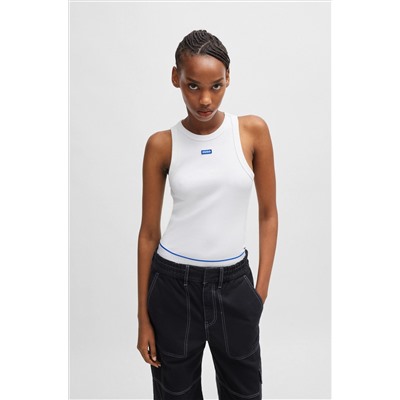 STRETCH-COTTON SLIM-FIT TOP WITH BLUE LOGO BADGE