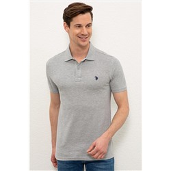 Erkek Gri Melanj Basic Polo Yaka Tişört