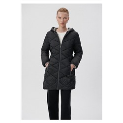 MaviKapüşonlu Kapitone Siyah Parka Slim Fit / Dar Kesim 110505-29726