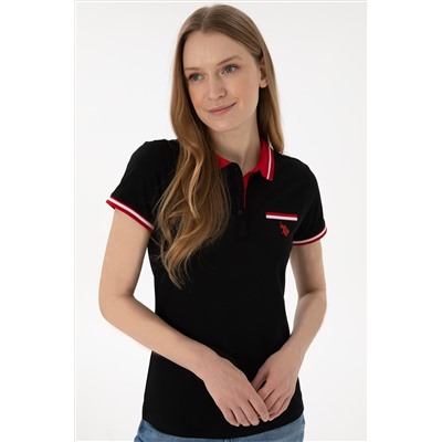 Kadın Siyah Polo Yaka Tişört