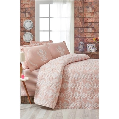 Ev & Ev Home Kapitone Yatak Örtüsü Seti Çift Kişilik Pure Pudra EP-010222