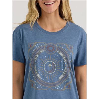 WOMEN'S MOON BOX GRAPHIC TEE IN VINTAGE INDIGO