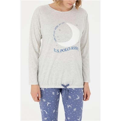 Kadın Gri Melanj Pijama Takımı