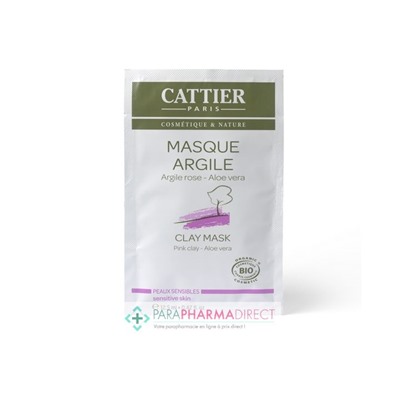 Cattier Masque Argile Rose Peaux Sensibles BIO 12.5ml