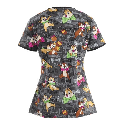 Cherokee Tooniforms Scrubs All Tied Up Print Top