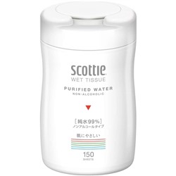 NP Crecia Scottie Pure Water 99%  Влажные сапфетки дезинфицирующие в банке без спирта, 150 шт