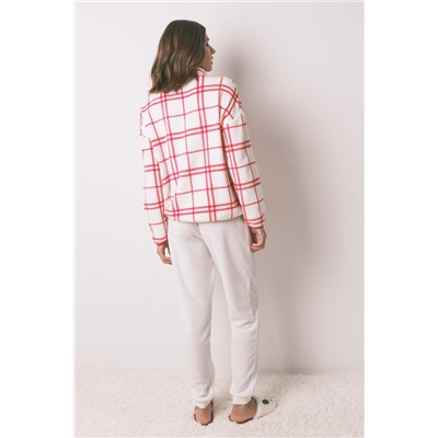 Pijama largo polar cuadros blanco Mafalda