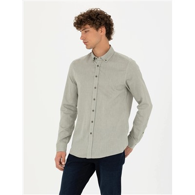 Haki Slim Fit Uzun Kollu Gömlek