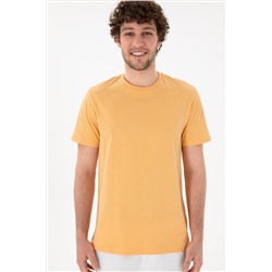 Erkek Regular Fit Bisiklet Yaka Turuncu Basic Tişört