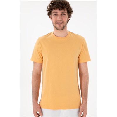Erkek Regular Fit Bisiklet Yaka Turuncu Basic Tişört
