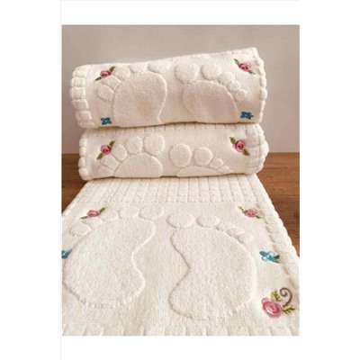 üntaş 2 Adet Nakışlı 250 gr %100 Pamuk Ayak Havlusu Paspası 309