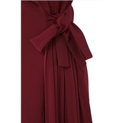 Bordo Düz Kruvaze Dokuma Elbise TBBSS23AH00254