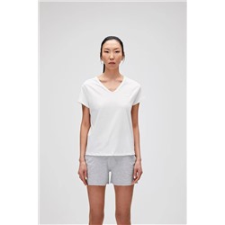 Bad Bear, Violet V-neck T-shirt Off-white Beyaz Basic Kadın Tişört