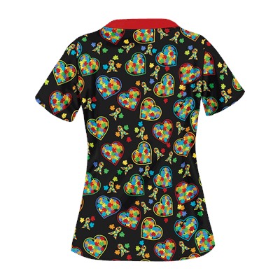 UA Autism Speaks Black Print Scrub Top