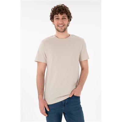 Erkek Regular Fit Bisiklet Yaka Taş Basic Tişört