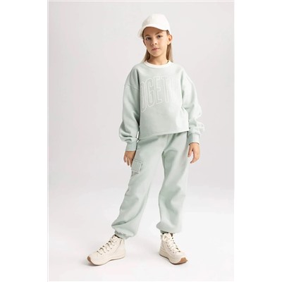 Defacto Kız Çocuk Baskılı Sweatshirt Eşofman Altı 2'li Takım B2912A8GN1123