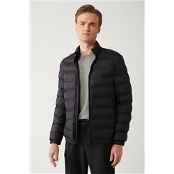 Avva Erkek Siyah Dik Yaka Su Itici Rüzgar Geçirmez Hafif Comfort Fit Rahat Kesim Şişme Mont E006019
